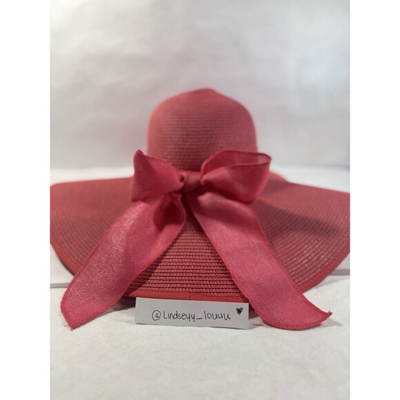 Pink Floppy Hat Wide Brim Foldable for Women Summer Bow Travel Outdoor Sun Wear main image 8